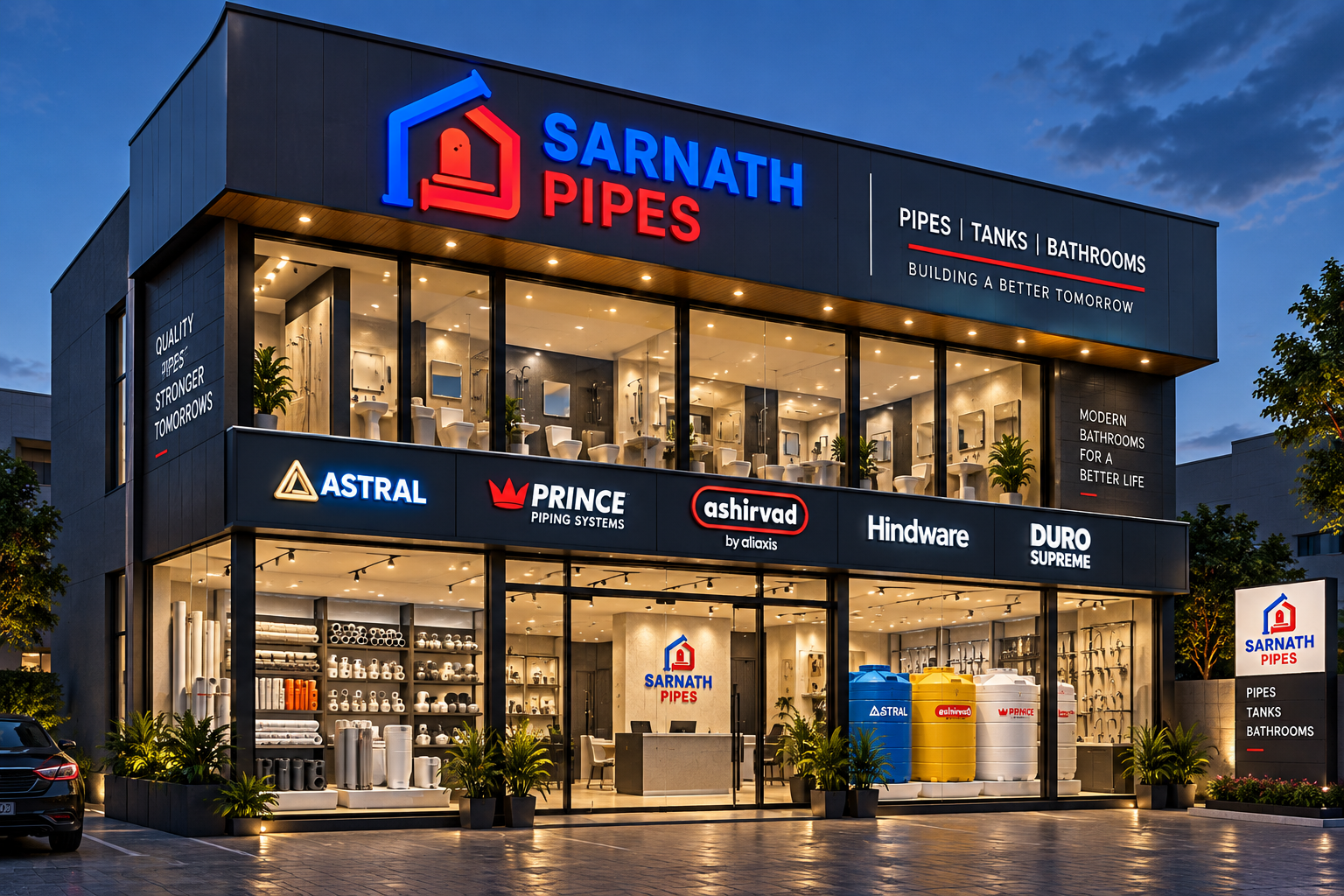Sarnath Pipes storefront in Varanasi